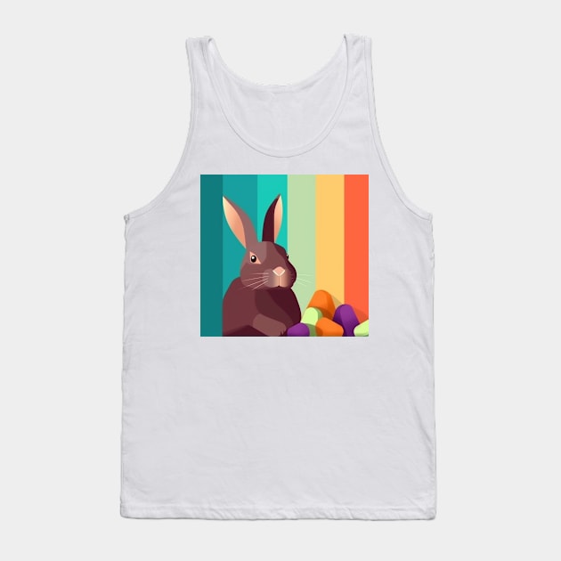 Easter, Chocolate Bunny Rabbit with Jelly Beans, Retro Tank Top by FrenArt